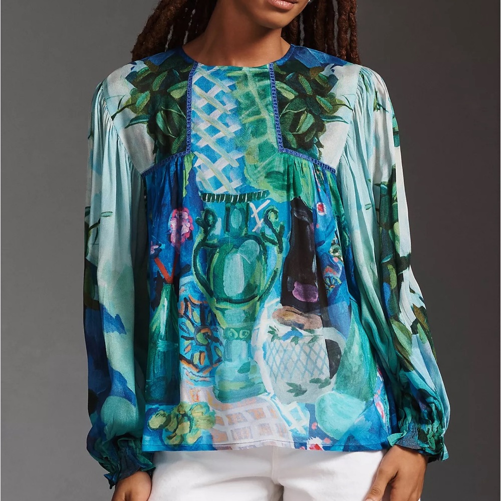 NWT Bl-nk Miranda Peasant Blouse by Anthropologie - Picture 1 of 4